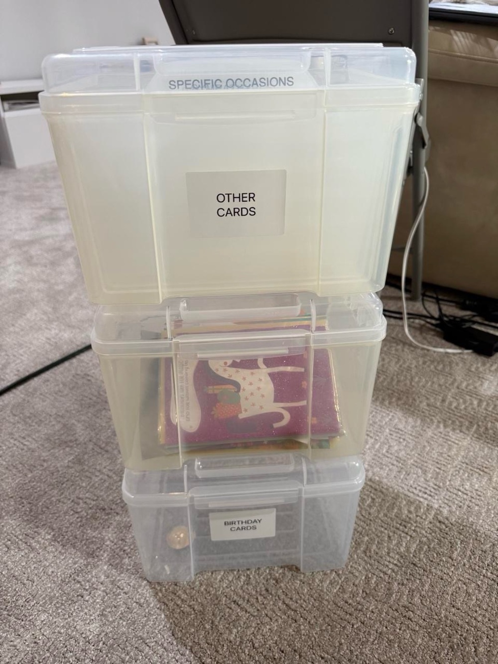 Clear Stackable Plastic Card Storage Boxes - Translucent White - Picture 5 of 5